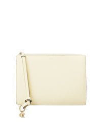 Pochette Alphabet en cuir - Porcelain Yellow