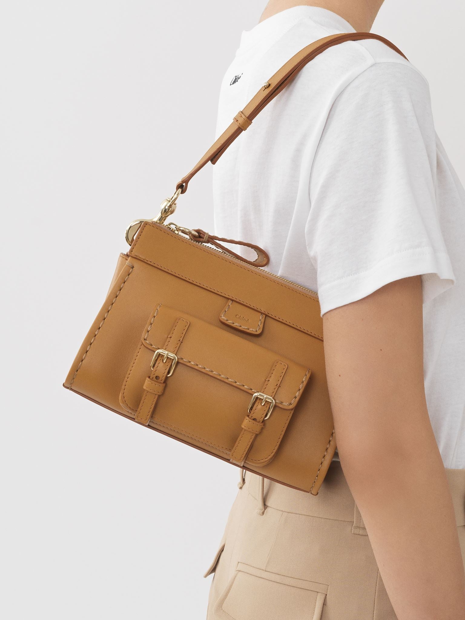 Sac porté épaule Edith en cuir - Mustang Brown