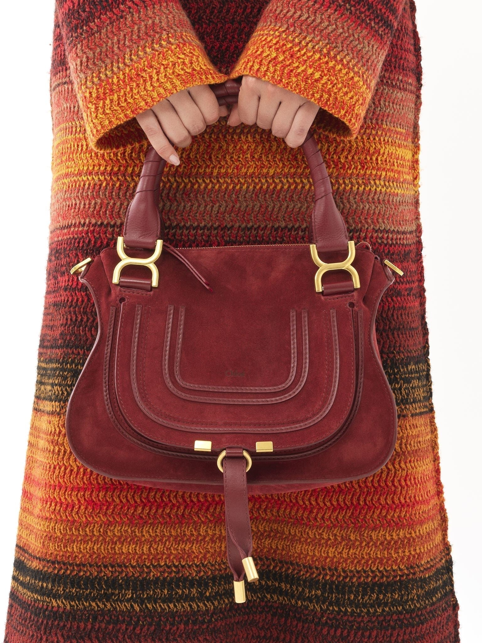Petit sac double porté Marcie en cuir - Dark Ruby