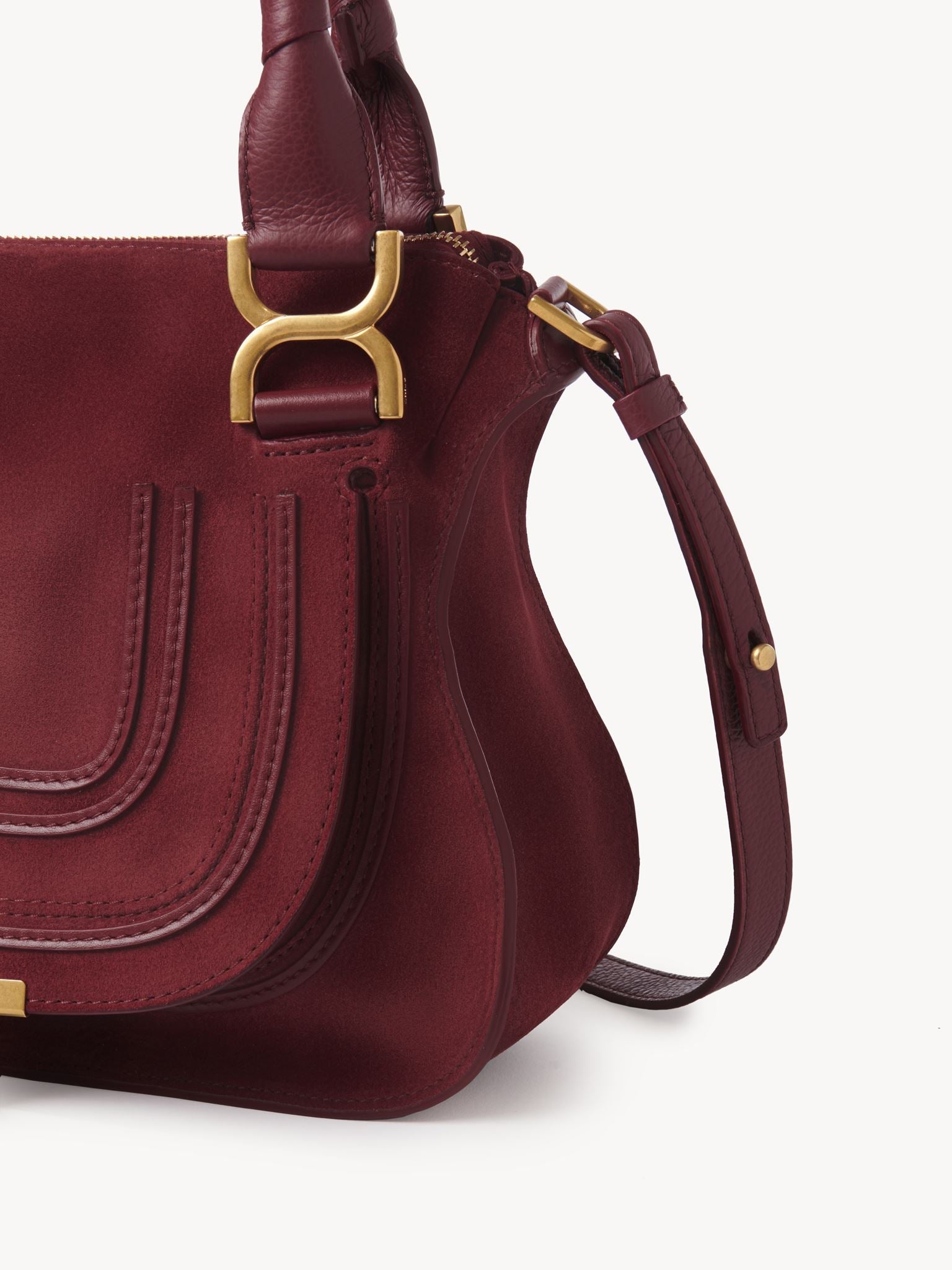 Petit sac double porté Marcie en cuir - Dark Ruby