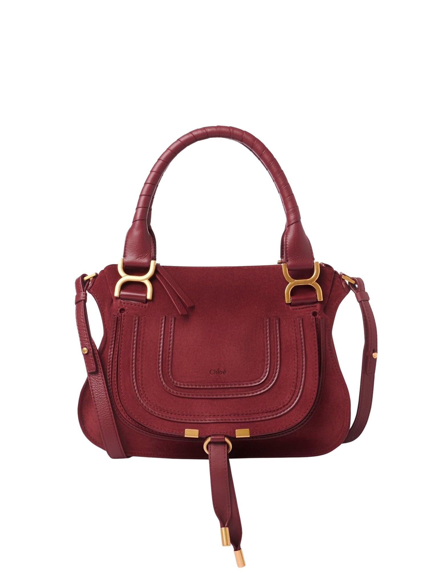 Petit sac double porté Marcie en cuir - Dark Ruby