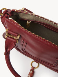 Petit sac double porté Marcie en cuir - Dark Ruby Grained