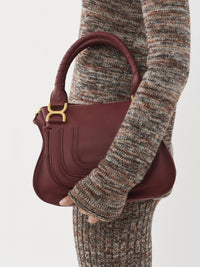 Petit sac double porté Marcie en cuir - Dark Ruby Grained