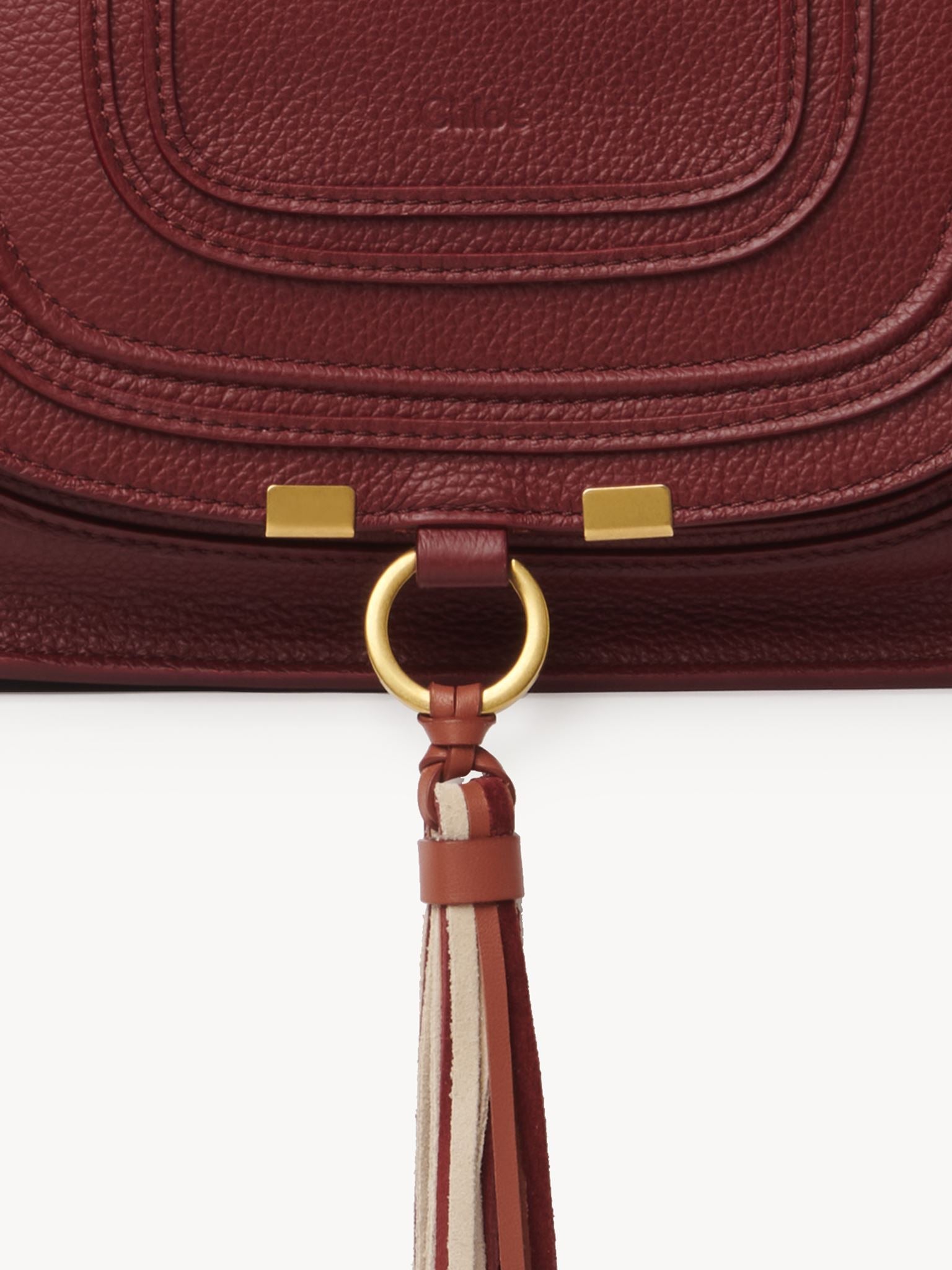 Petit sac double porté Marcie en cuir - Dark Ruby Grained