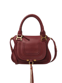Petit sac double porté Marcie en cuir - Dark Ruby Grained