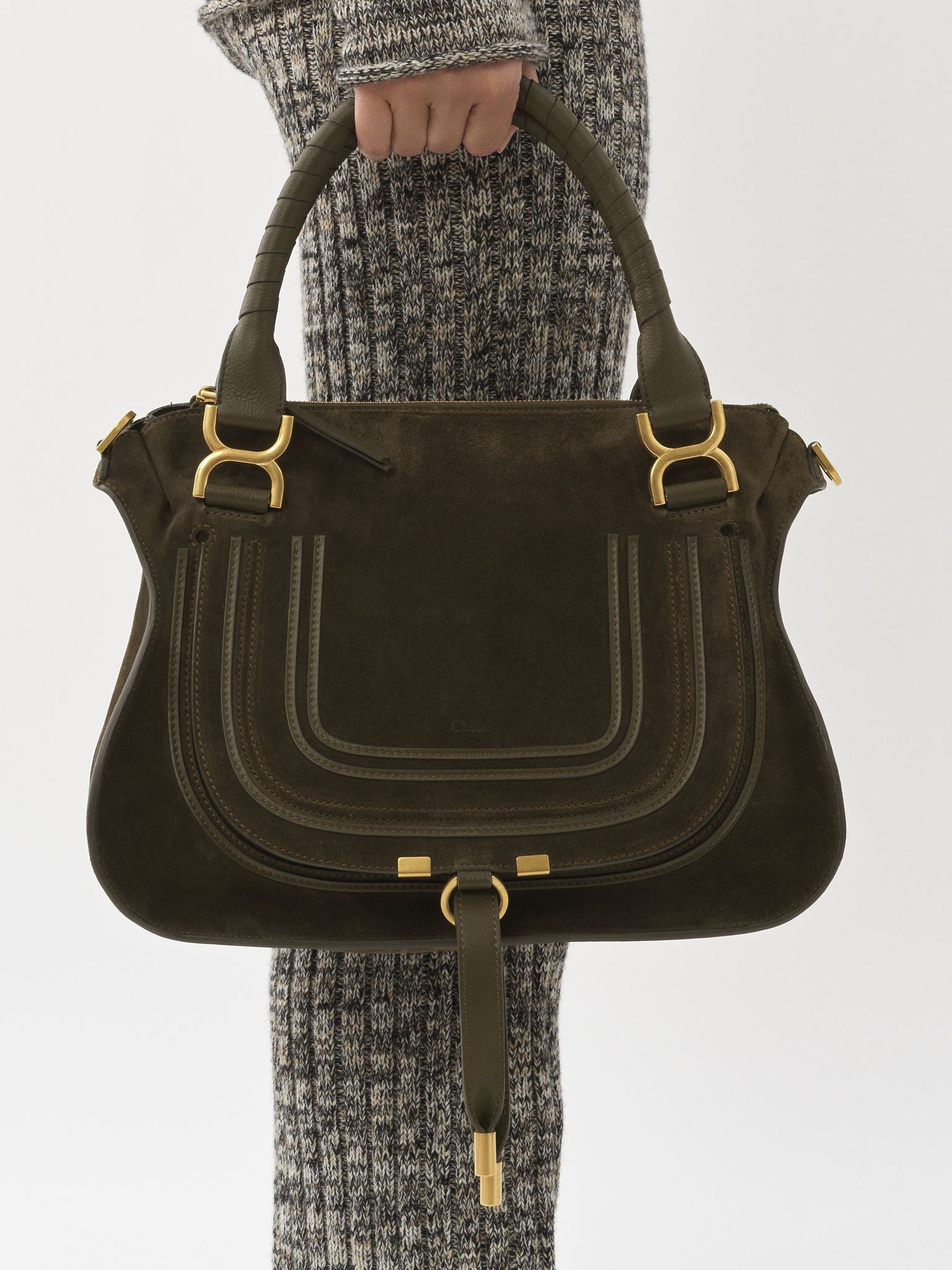 Sac double porté Marcie en cuir - Deep Olive