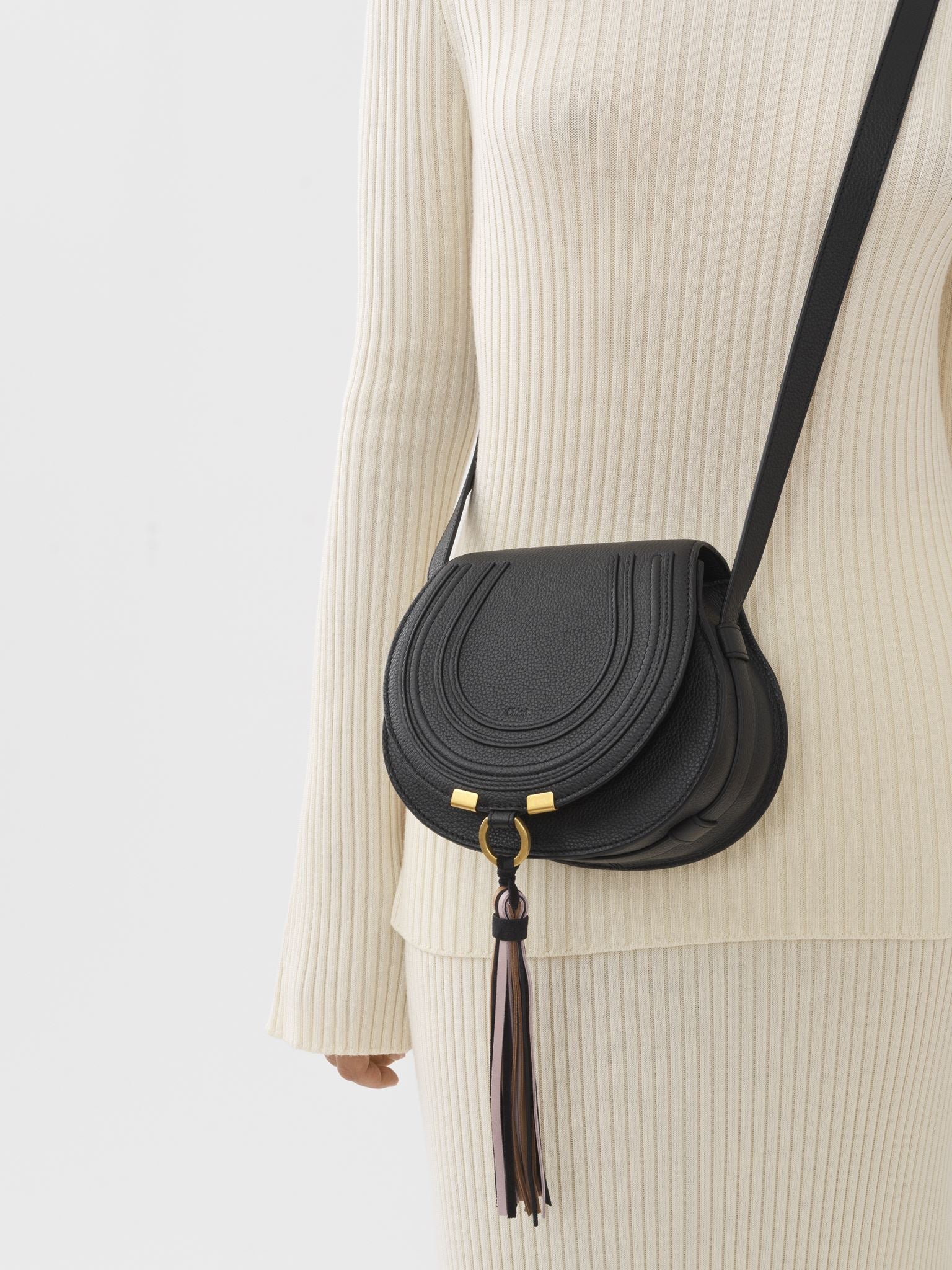Petit sac à bandoulière Marcie en cuir - Black