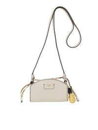 Petit sac pochette Cecilya à bandoulière en cuir - Cement Beige