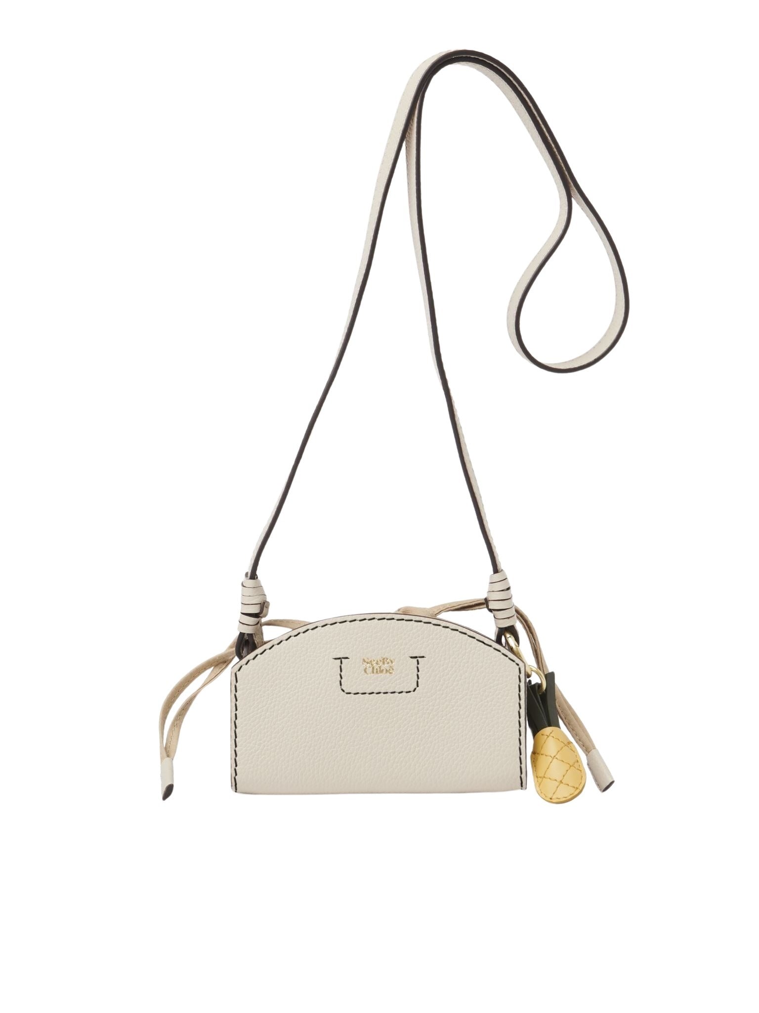 Petit sac pochette Cecilya à bandoulière en cuir - Cement Beige