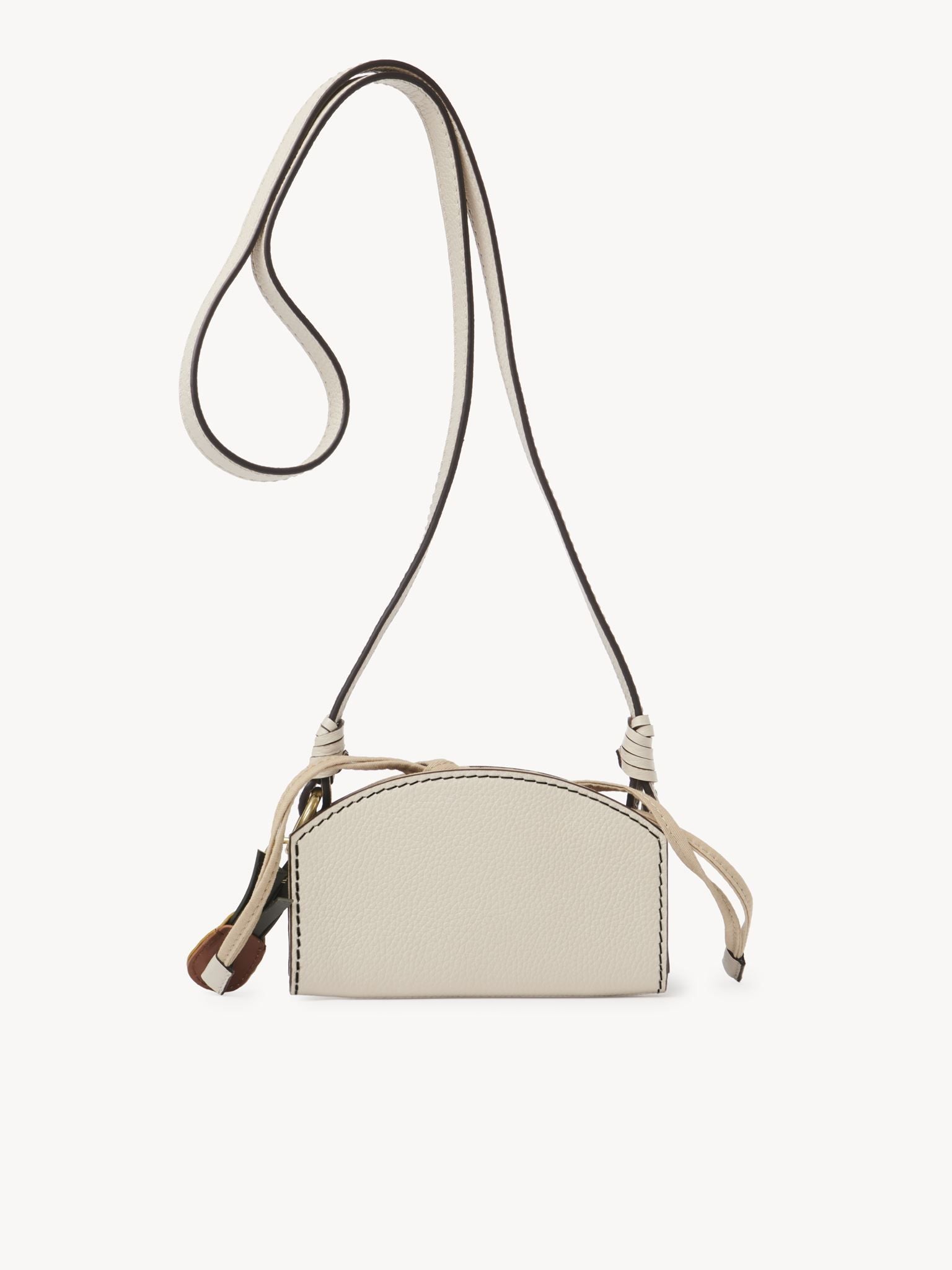 Petit sac pochette Cecilya à bandoulière en cuir - Cement Beige