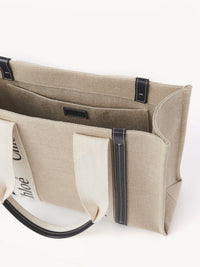 Sac cabas Woody en lin - White & Blue