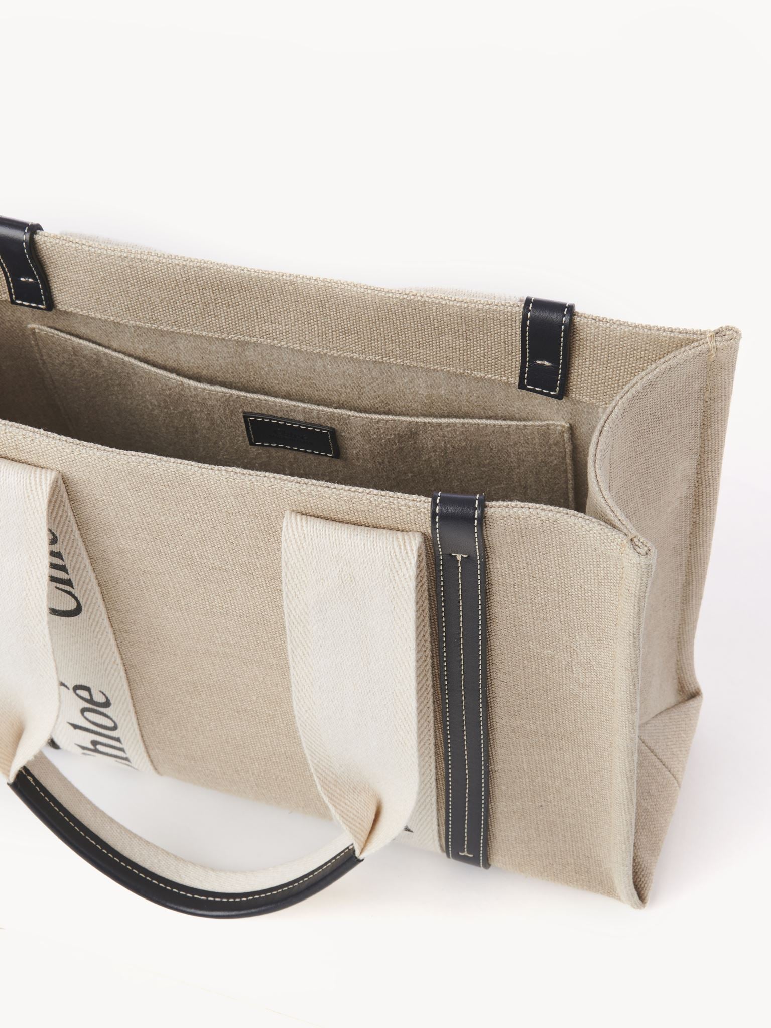 Sac cabas Woody en lin - White & Blue