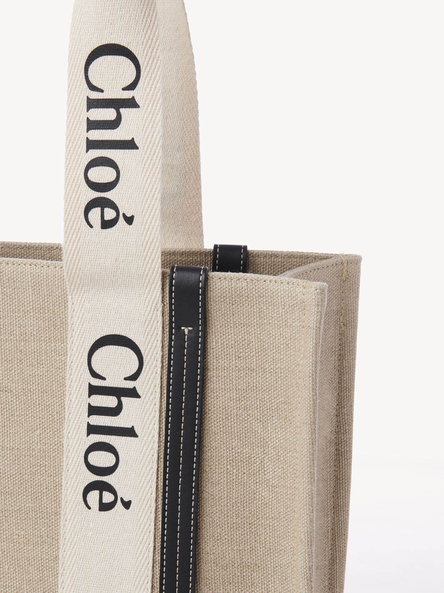 Sac cabas Woody en lin - White & Blue