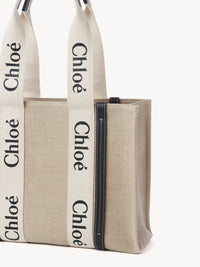Sac cabas Woody en lin - White & Blue