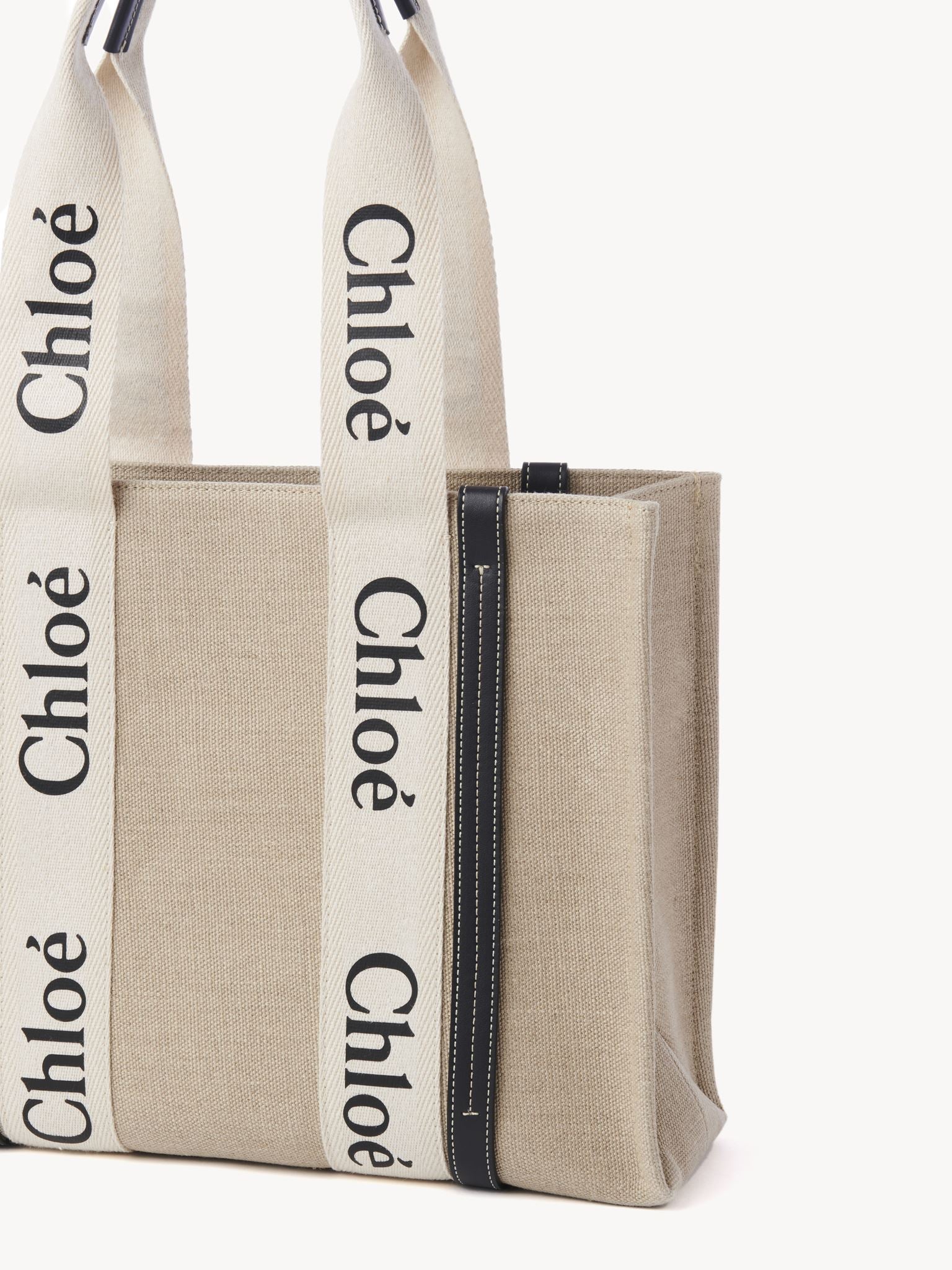 Sac cabas Woody en lin - White & Blue