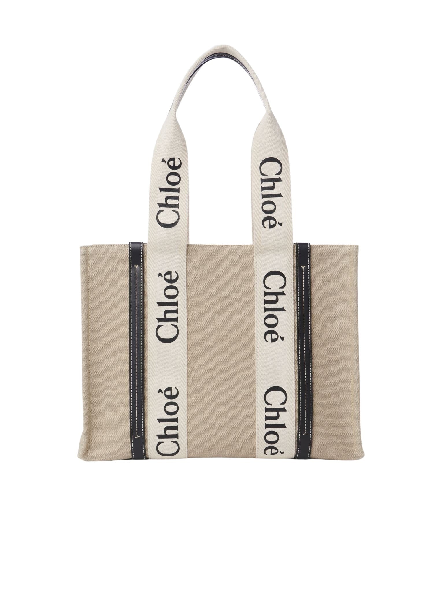 Sac cabas Woody en lin - White & Blue