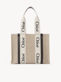 Sac cabas Woody en lin - White & Blue