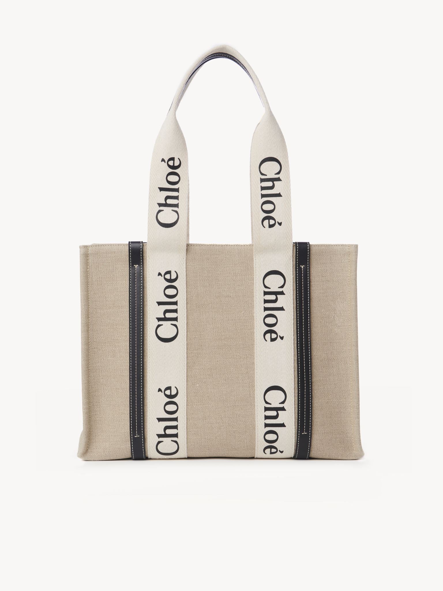 Sac cabas Woody en lin - White & Blue