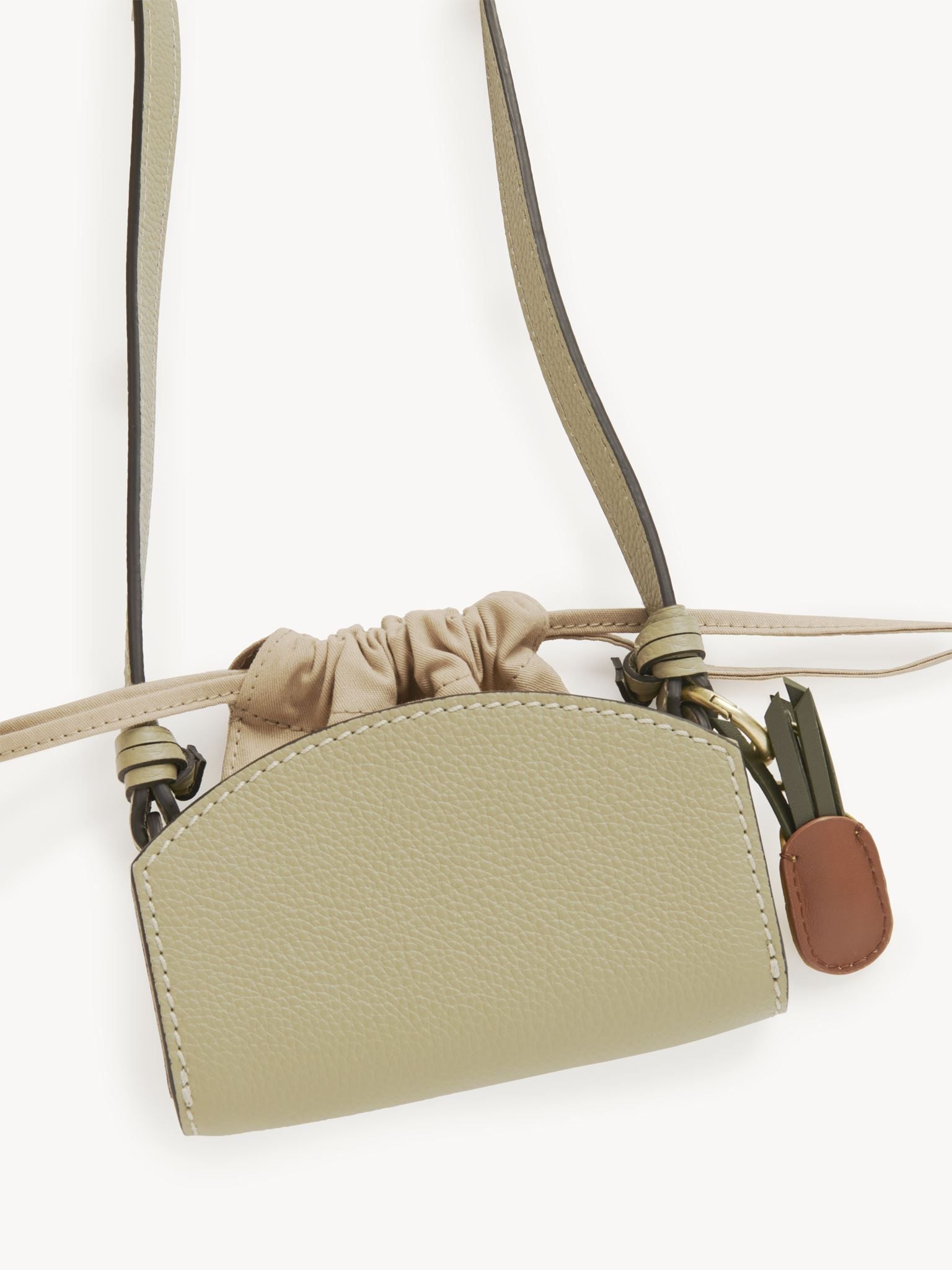 Petit sac pochette Cecilya à bandoulière en cuir - Pottery Green