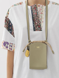 Mini sac téléphone Cecilya en cuir - Pottery Green