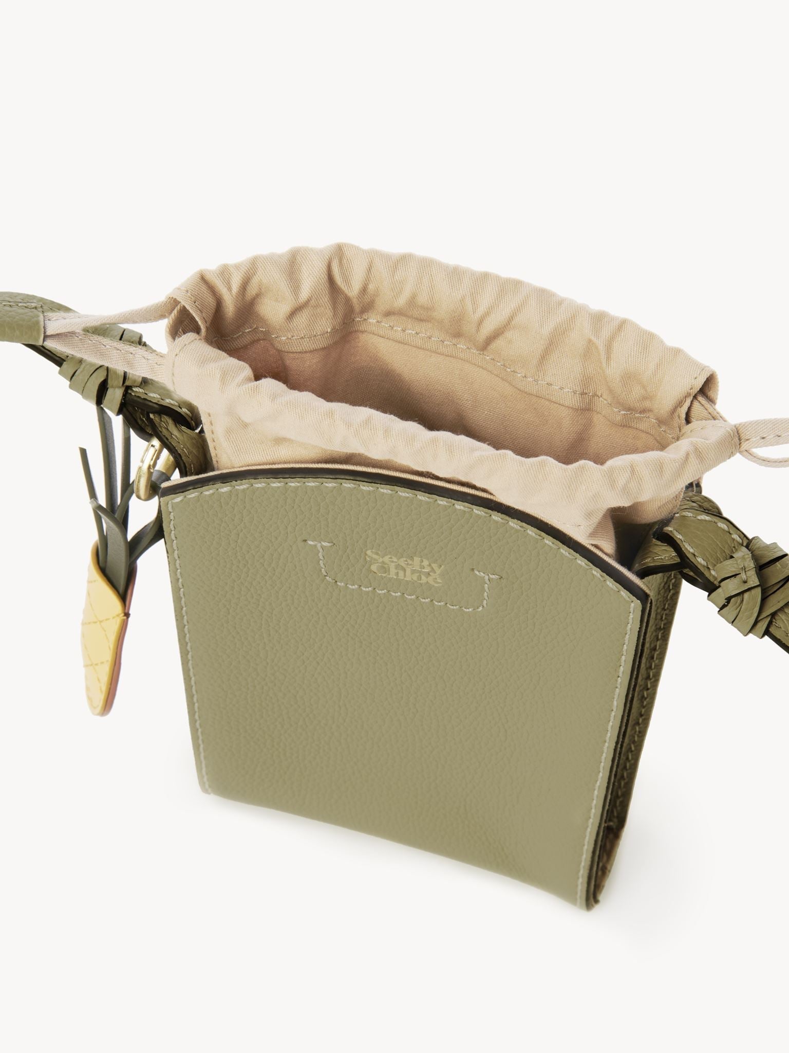Mini sac téléphone Cecilya en cuir - Pottery Green