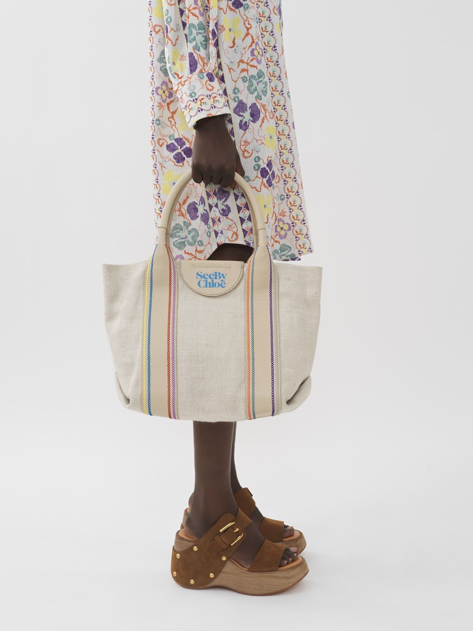 Petit sac cabas Laetizia en lin - Cement Beige
