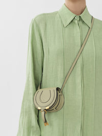 Mini sac porté épaule Marcie en cuir - Vert Délavé