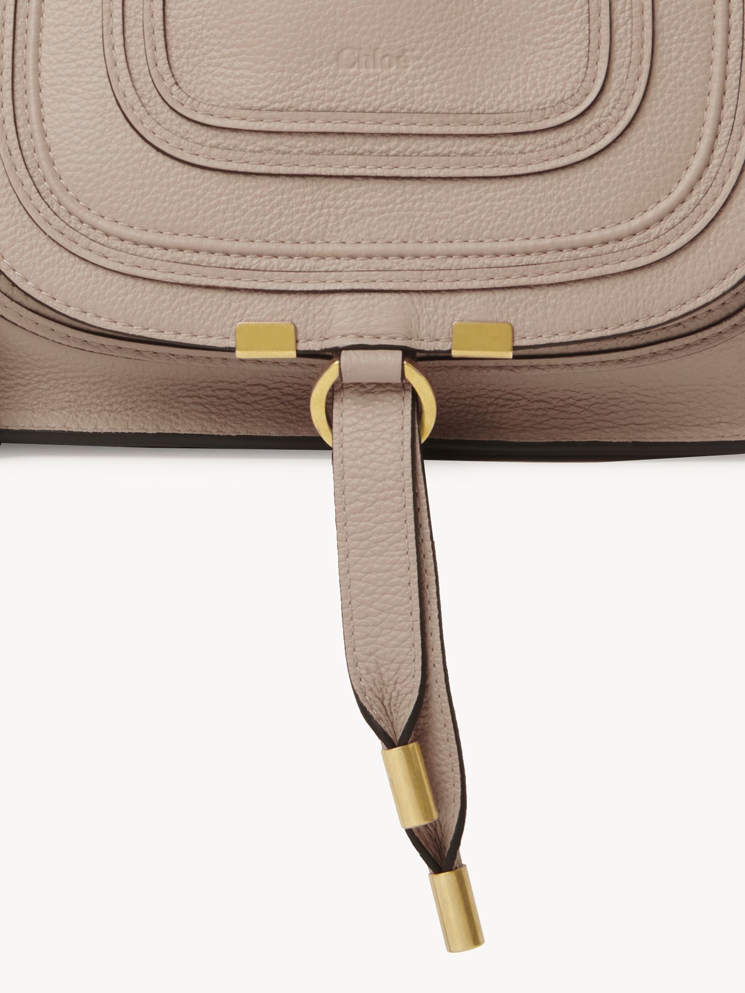 Petit sac double porté Marcie en cuir - Nomad Beige