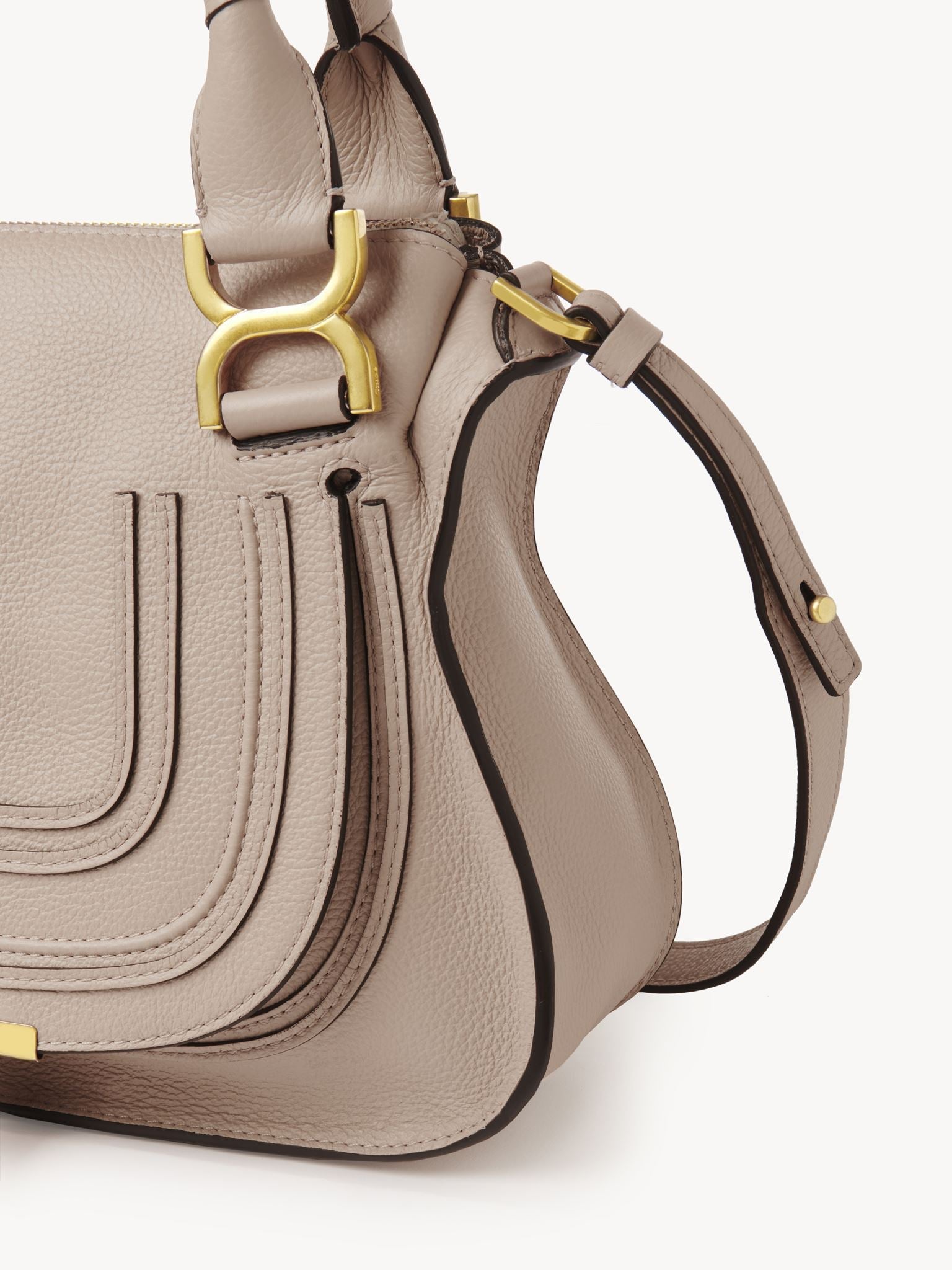 Petit sac double porté Marcie en cuir - Nomad Beige