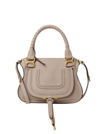 Petit sac double porté Marcie en cuir - Nomad Beige