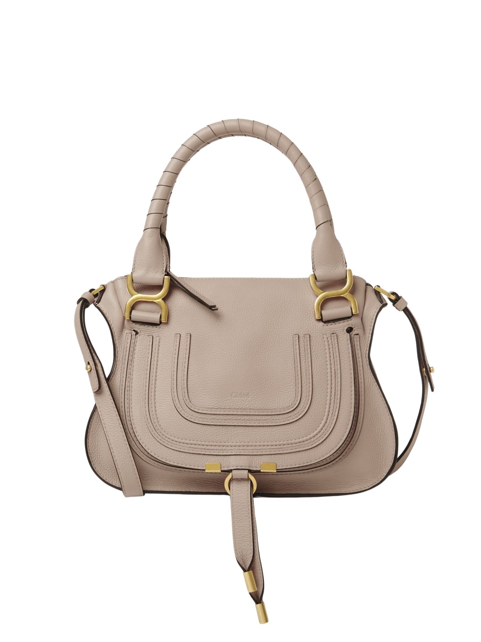 Petit sac double porté Marcie en cuir - Nomad Beige
