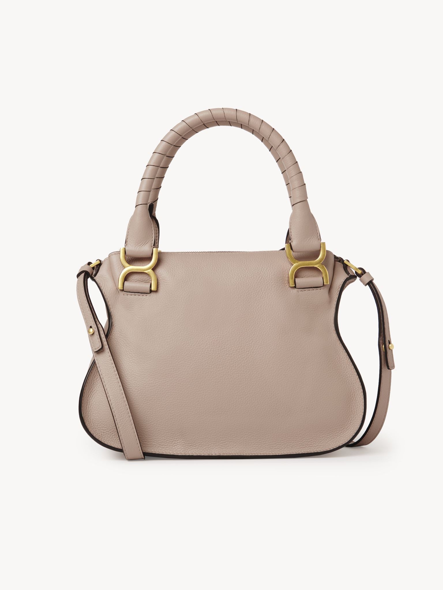 Petit sac double porté Marcie en cuir - Nomad Beige