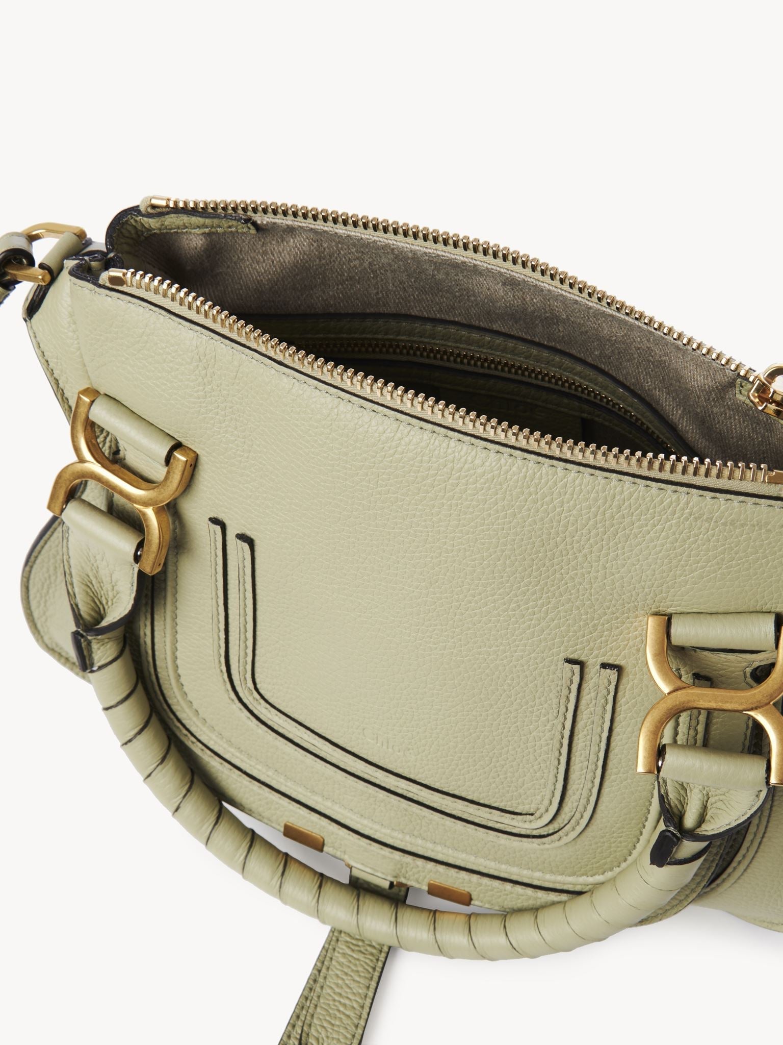Petit sac double porté Marcie en cuir - Faded Green