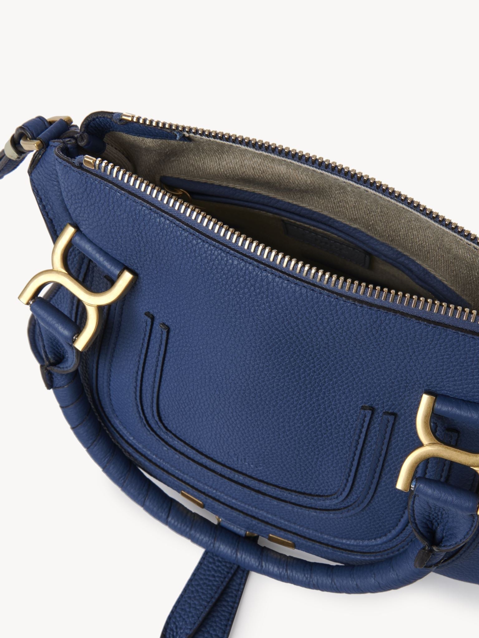 Petit sac double porté Marcie en cuir - Deep Denim