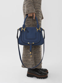 Petit sac double porté Marcie en cuir - Deep Denim
