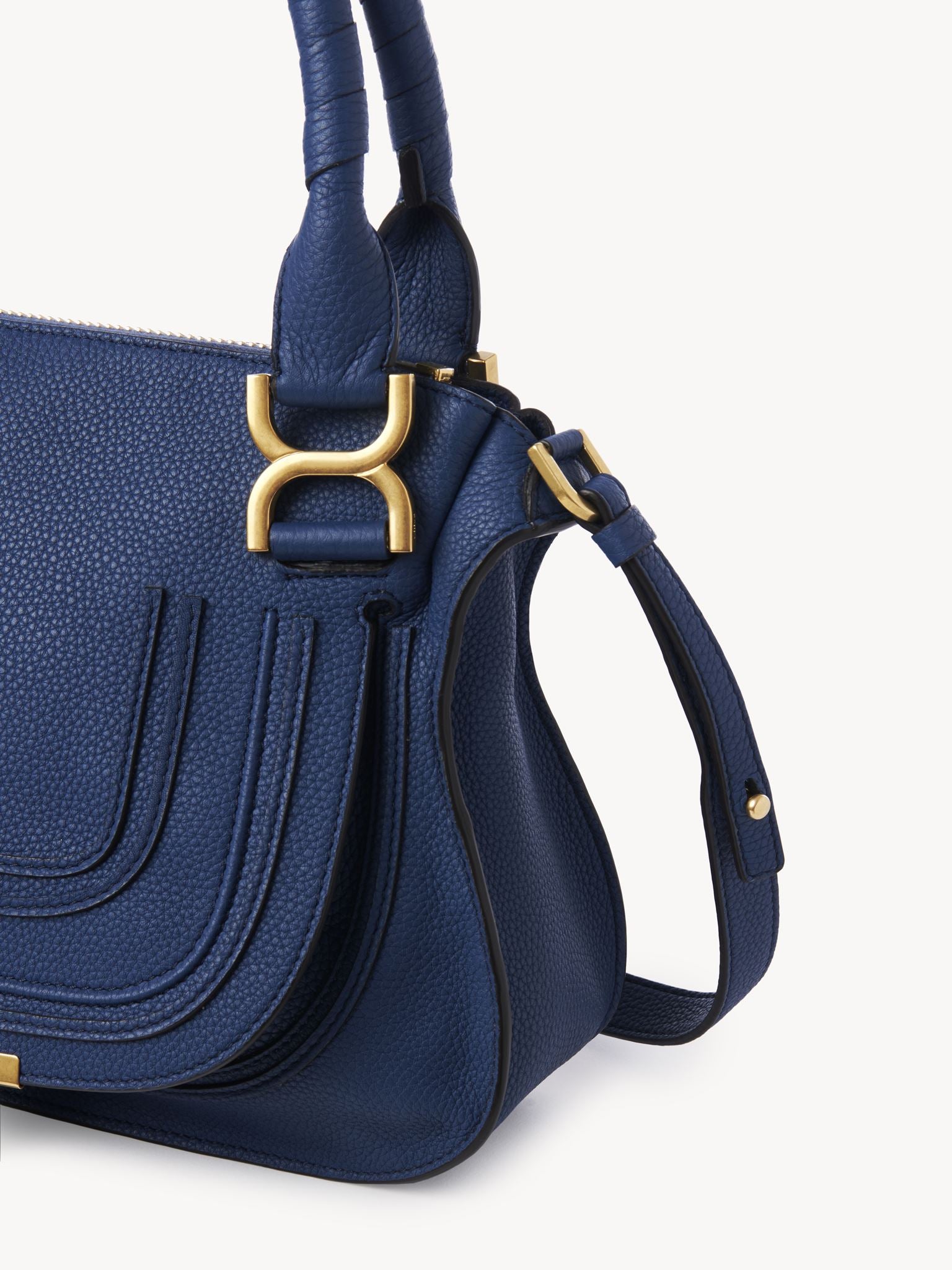 Petit sac double porté Marcie en cuir - Deep Denim