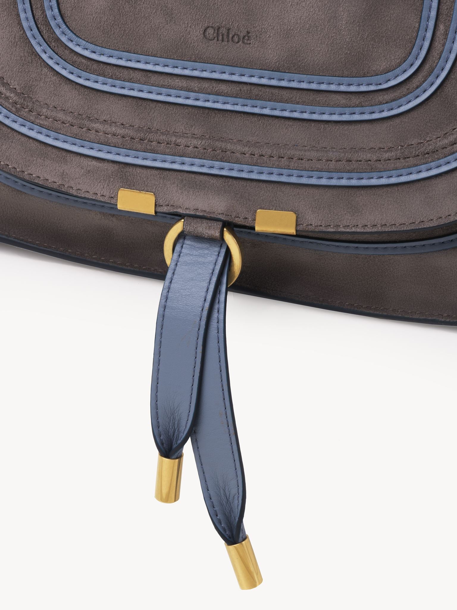 Sac double porté Marcie en cuir et lin - Cashmere Grey