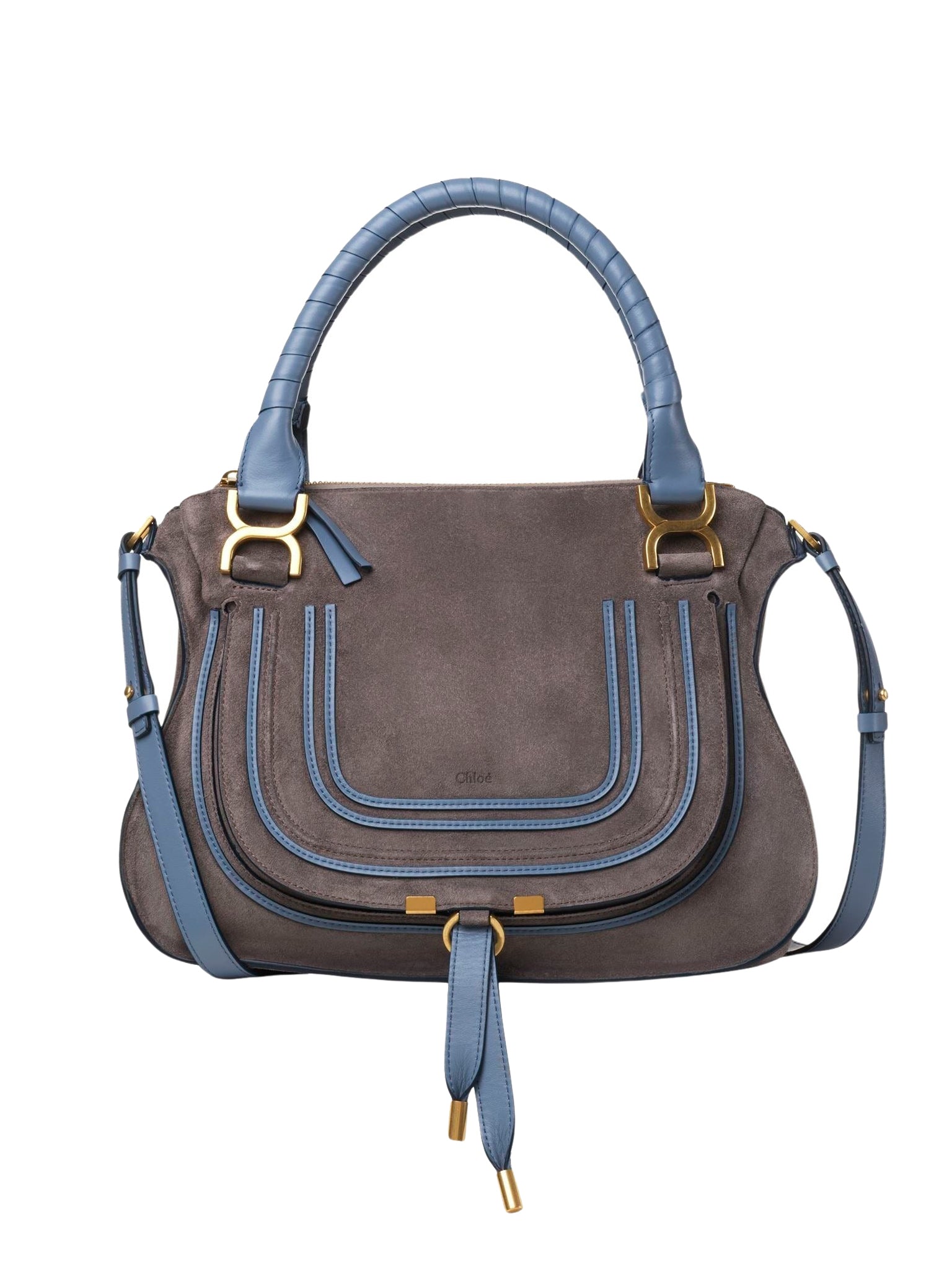 Sac double porté Marcie en cuir et lin - Cashmere Grey