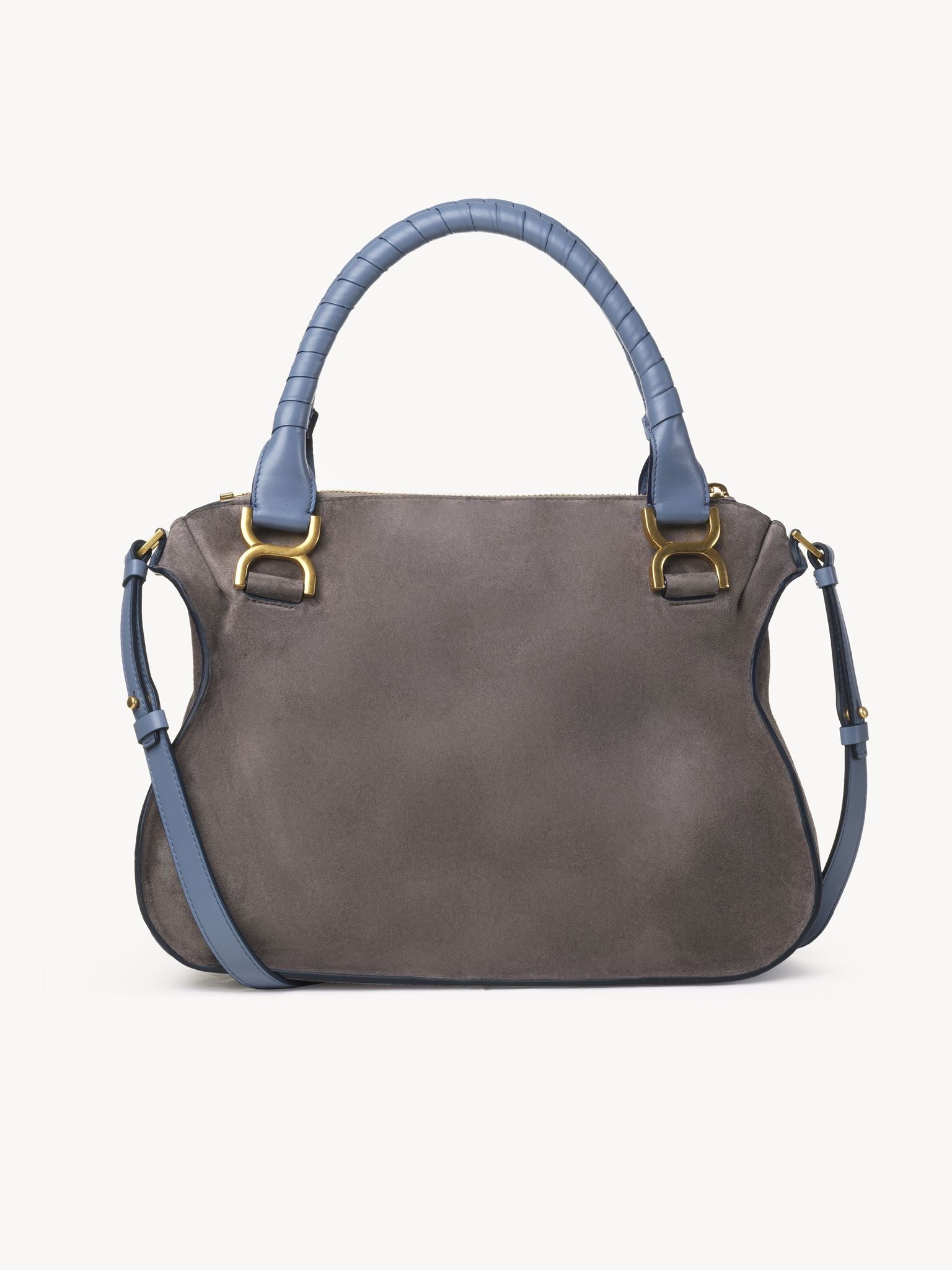 Sac double porté Marcie en cuir et lin - Cashmere Grey