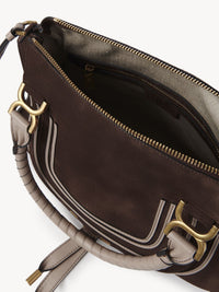 Sac double porté Marcie en cuir et lin - Pure Brown