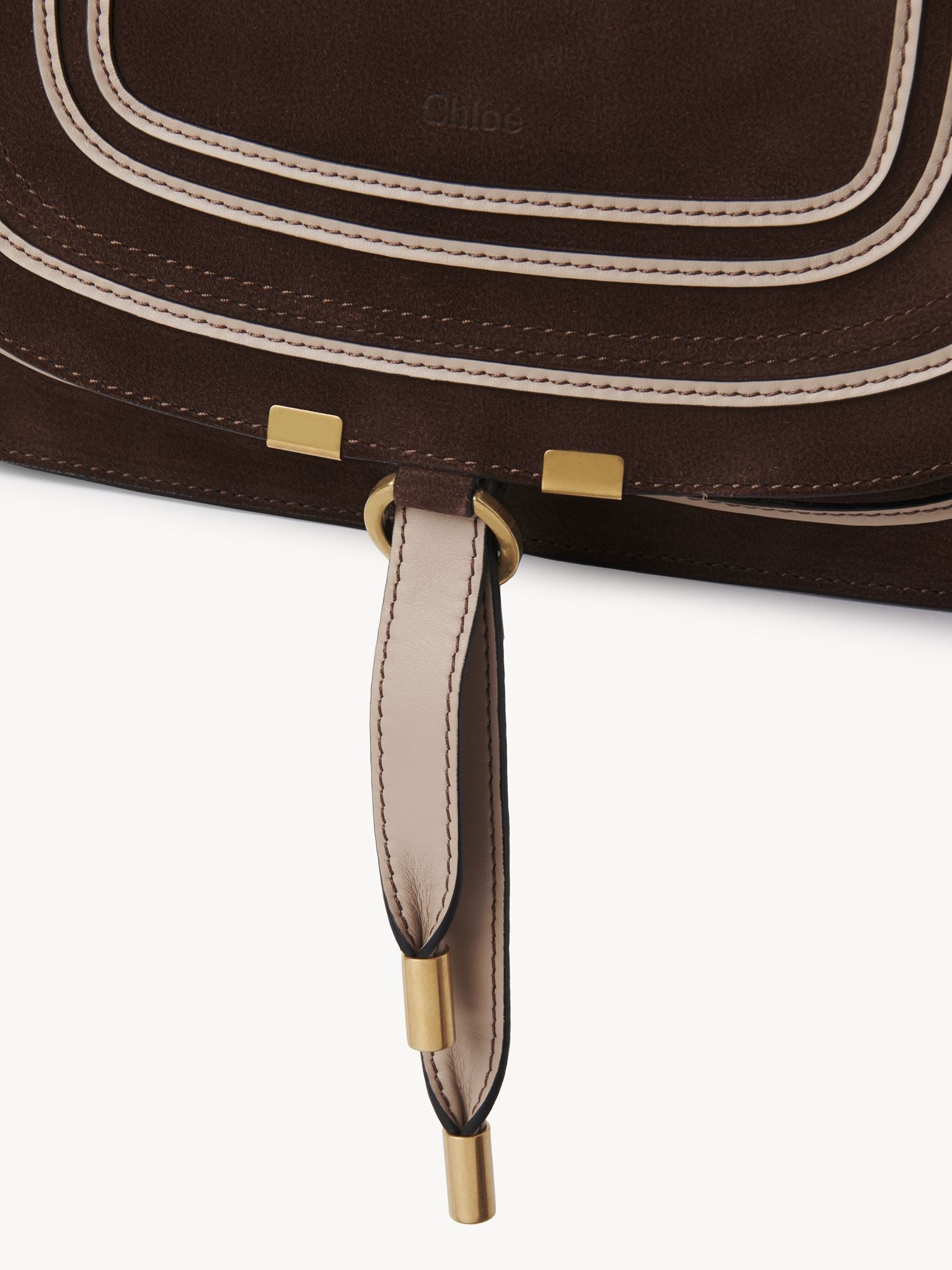 Sac double porté Marcie en cuir et lin - Pure Brown