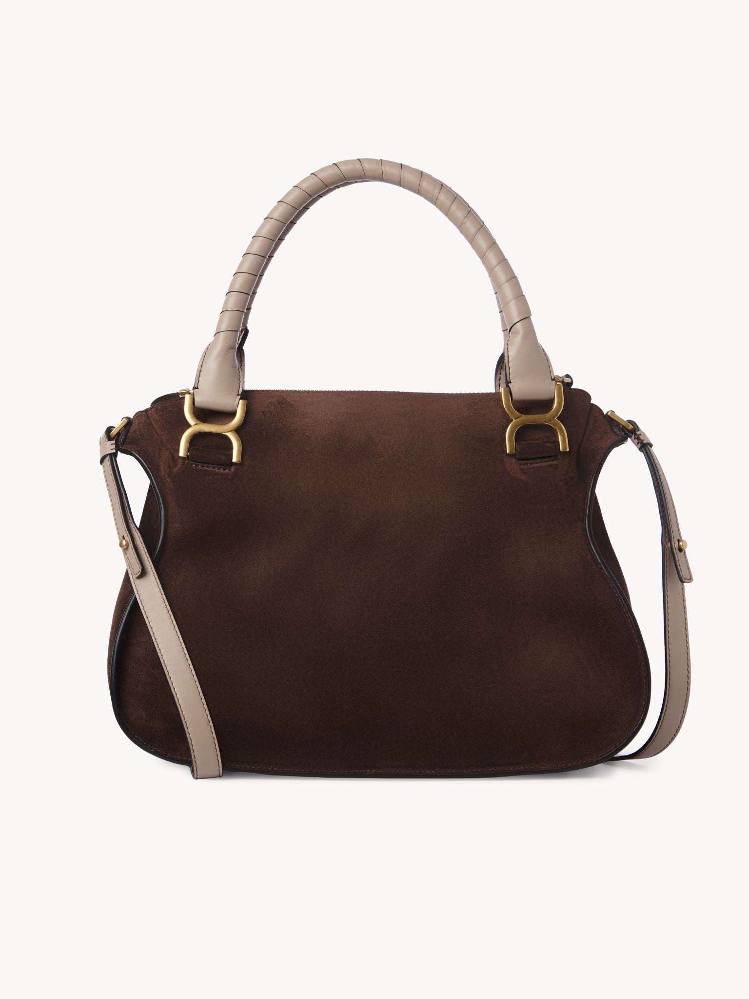 Sac double porté Marcie en cuir et lin - Pure Brown