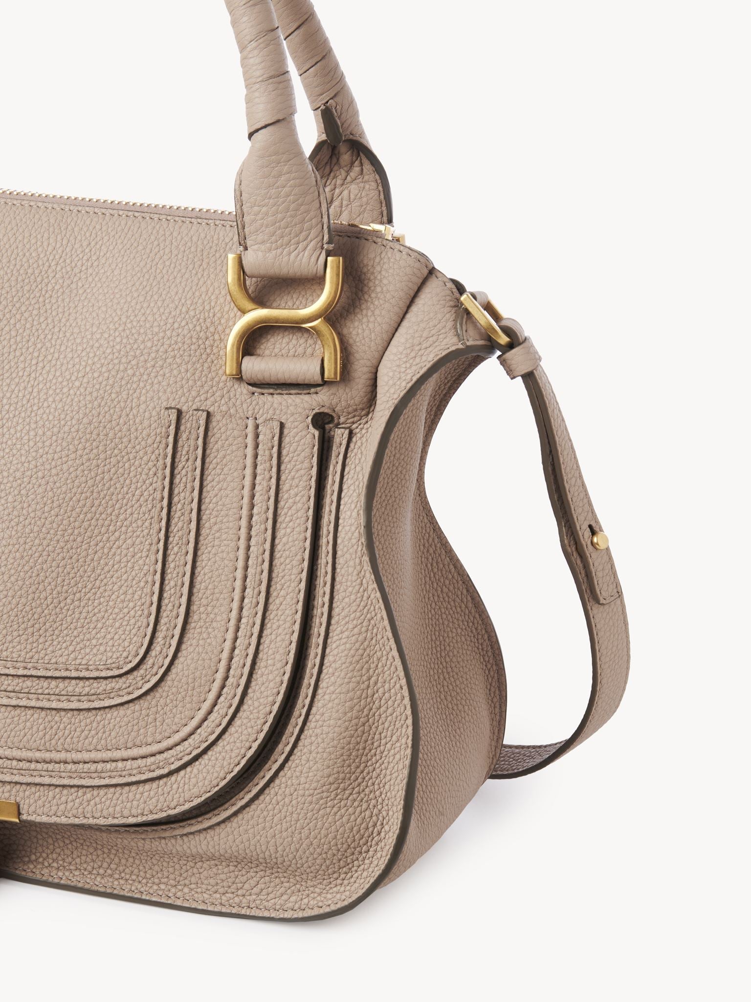 Sac double porté Marcie en cuir - Nomad Beige