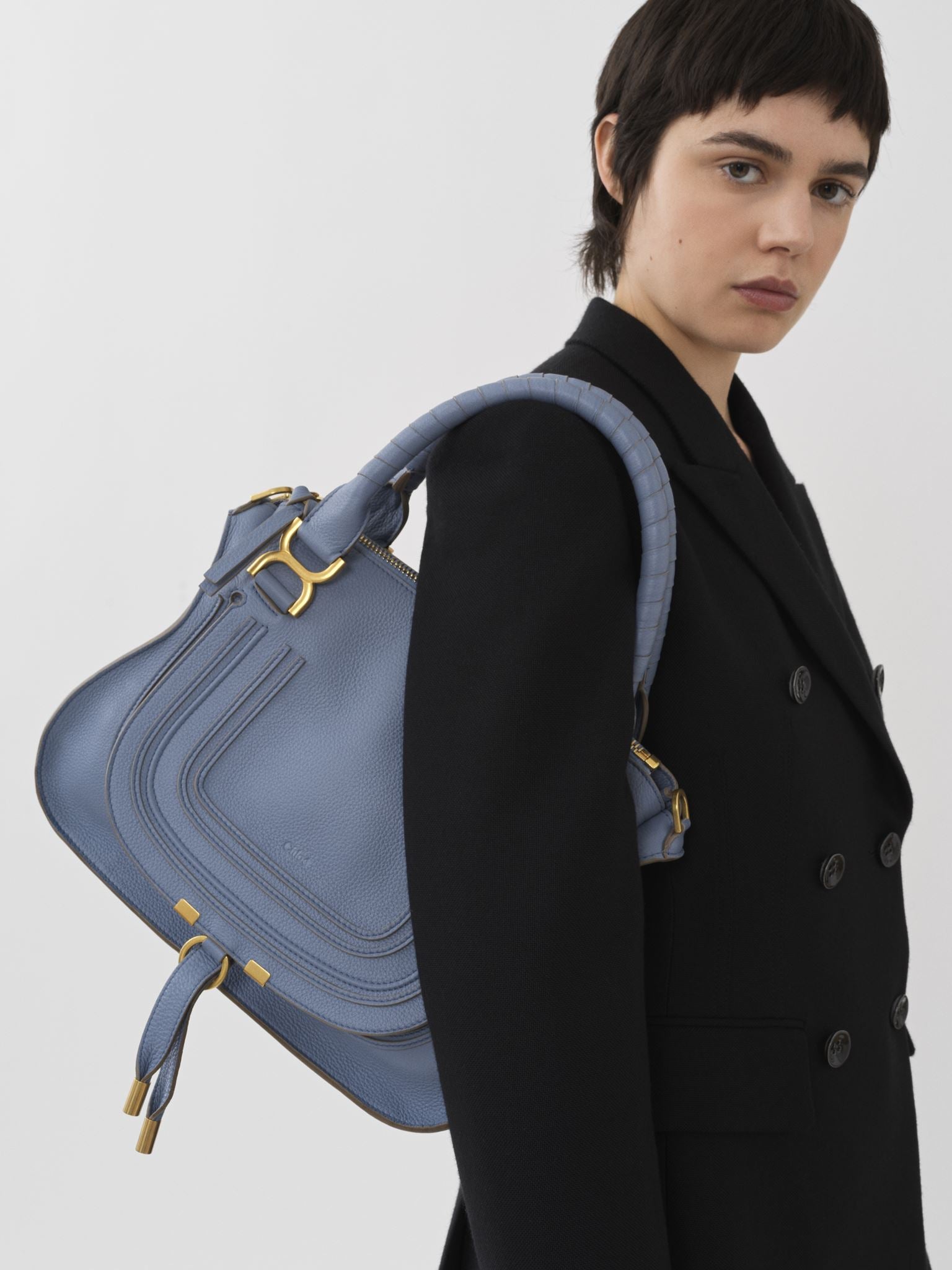 Sac double porté Marcie en cuir - Shady Cobalt