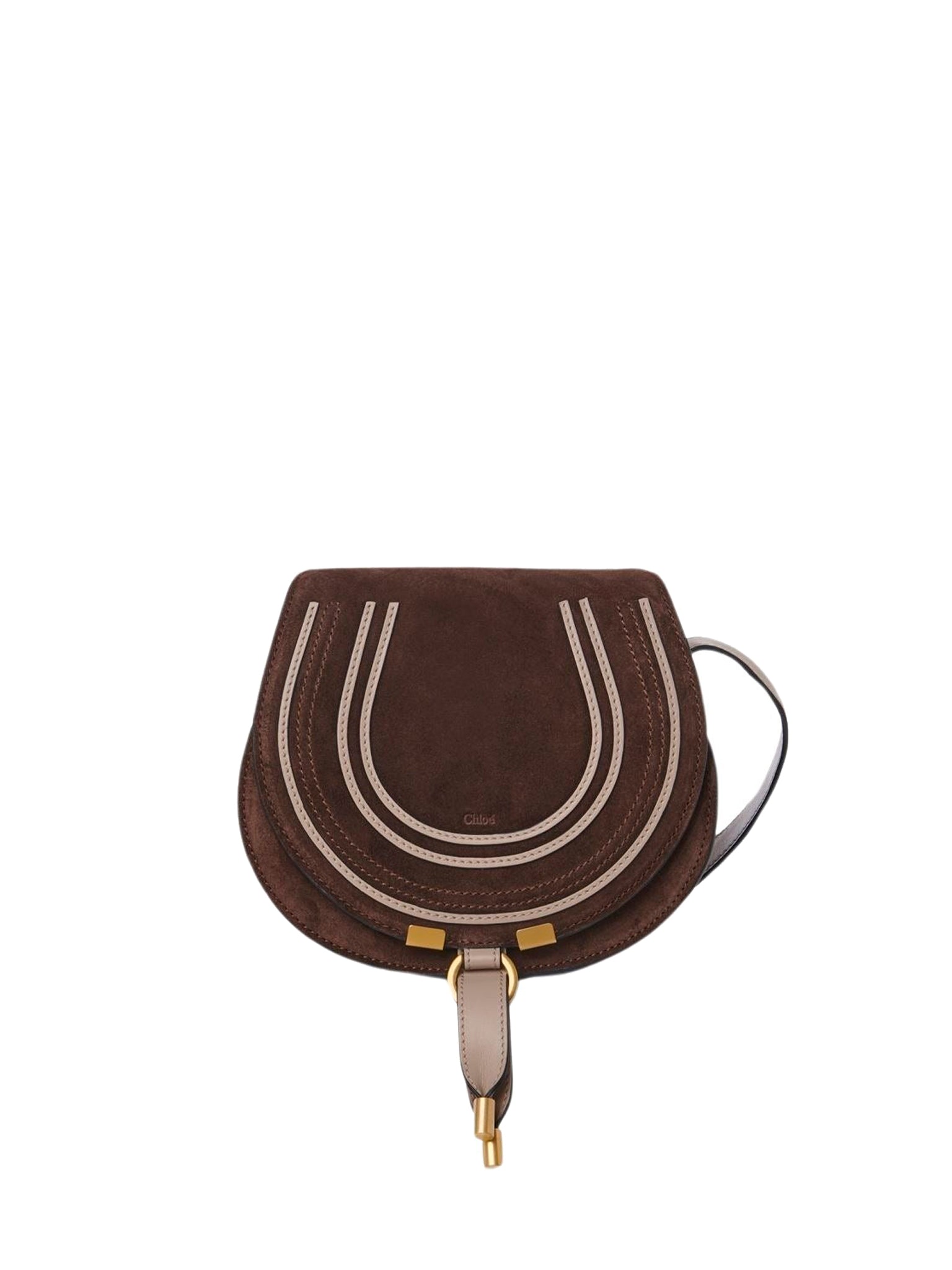 Petit sac porté épaule Marcie en cuir et lin - Pure Brown