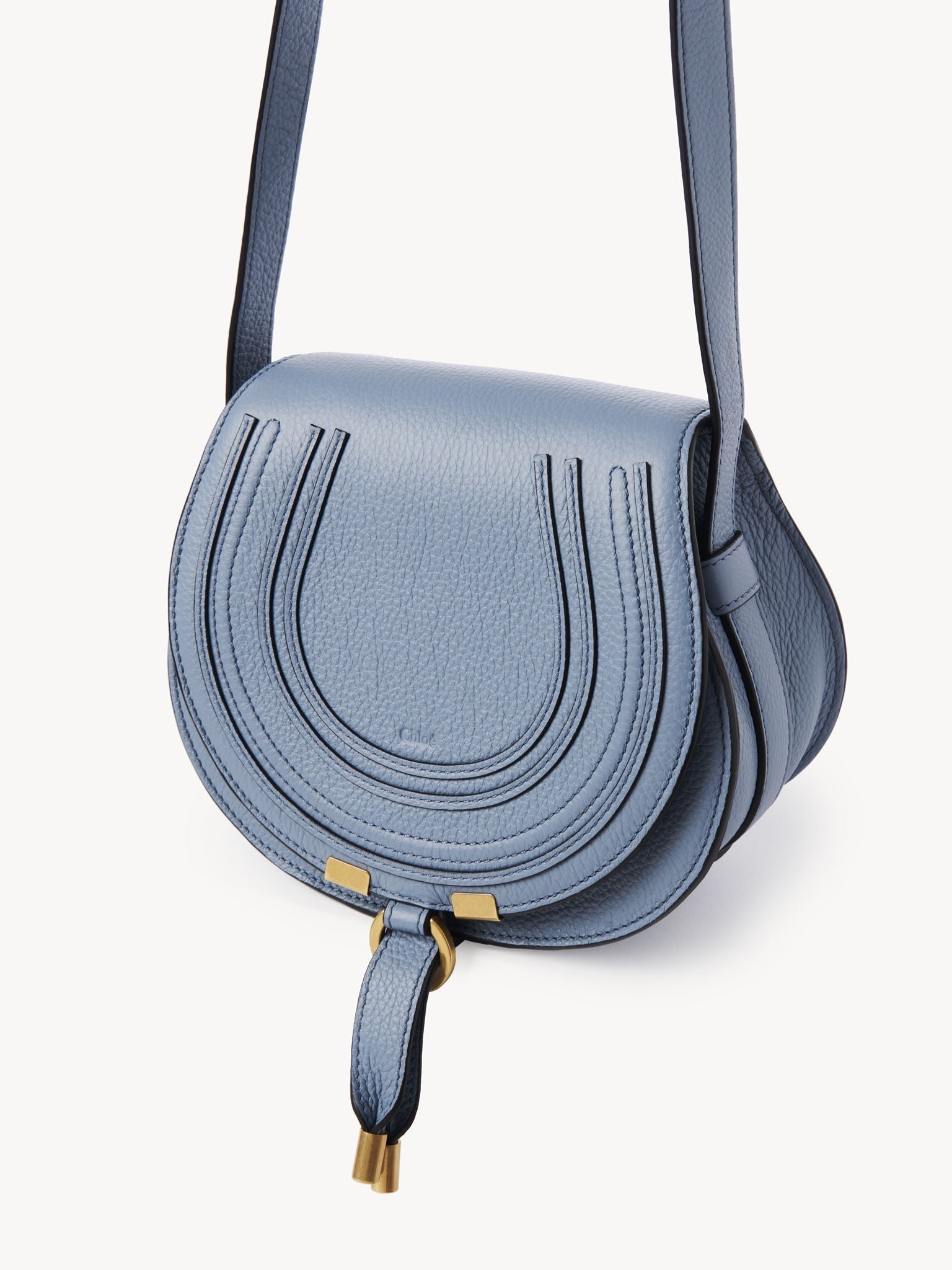 Petit sac porté épaule Marcie en cuir - Shady Cobalt