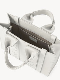 Petit sac cabas Woody à bandoulière en cuir - White