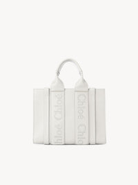 Petit sac cabas Woody à bandoulière en cuir - White