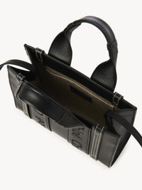 Mini sac cabas Woody à bandoulière en cuir - Black