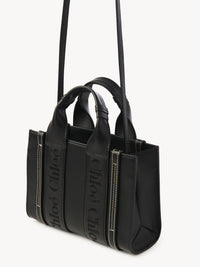 Mini sac cabas Woody à bandoulière en cuir - Black